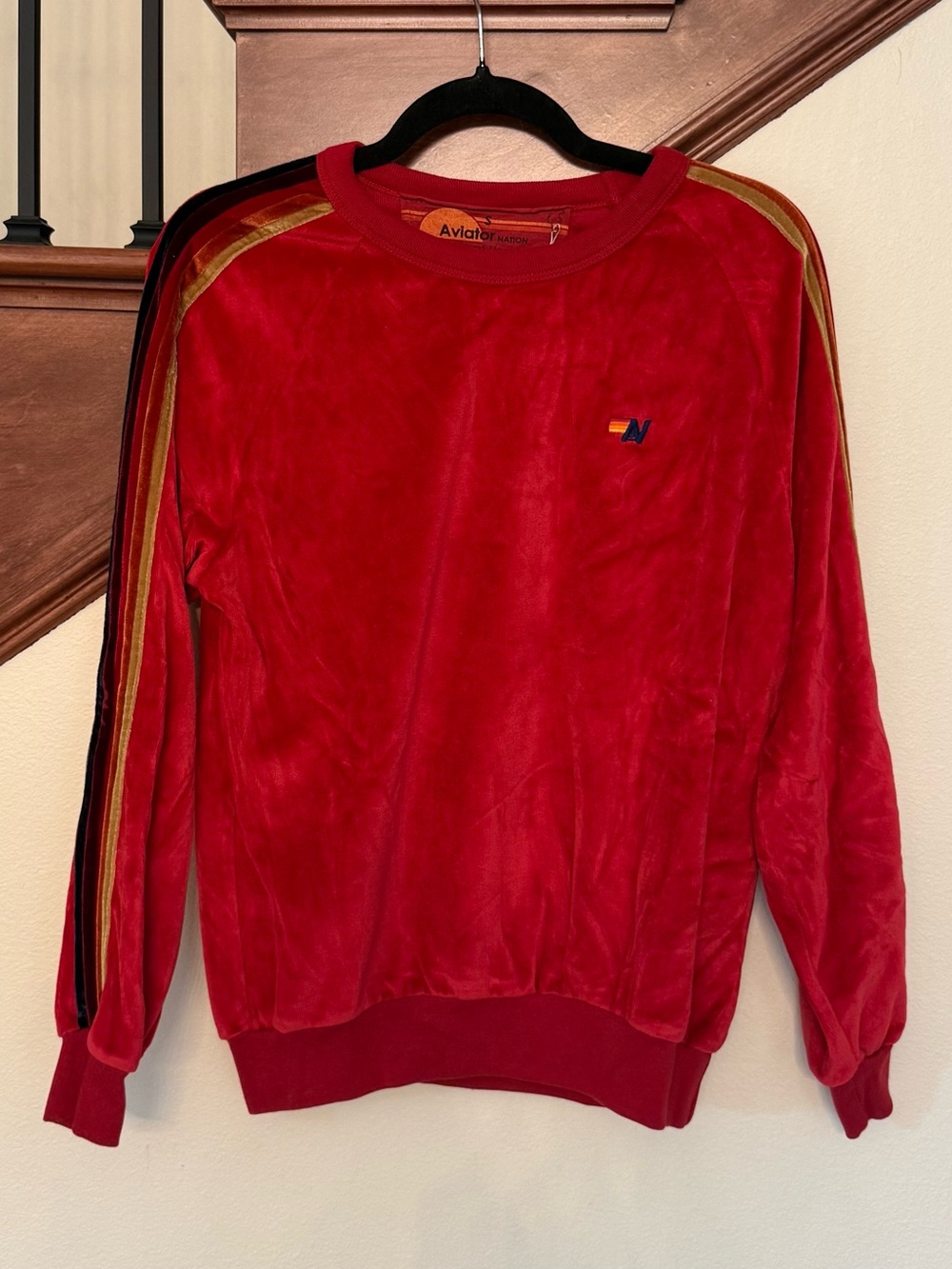 Aviator Nation Red Velour Sweatshirt